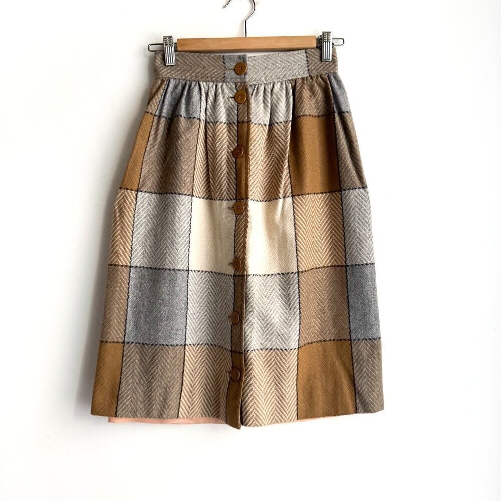 Vintage Phil Carry Window Pane plaid Pencil Skirt S - Picture 1 of 8